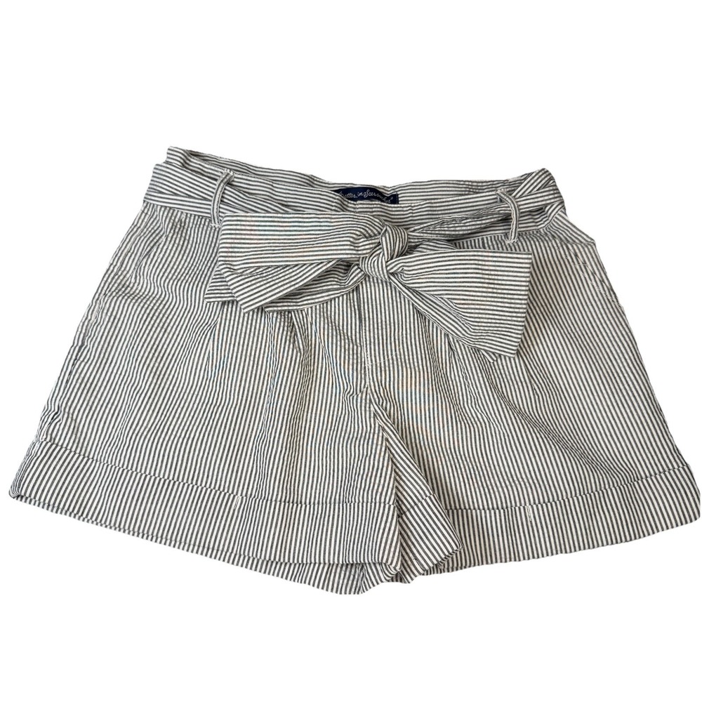Lauren James Bow Shorts Blue White Seersucker Size Small Preppy. Boat Summer 30"